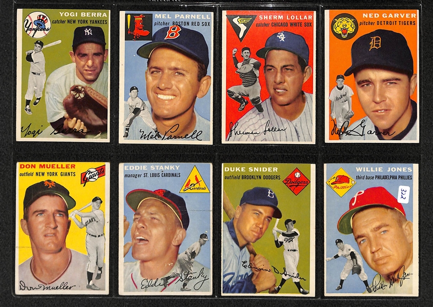 Lot Of 20 1954 Topps Baseball Cards w. Yogi Berra & Duke Snider